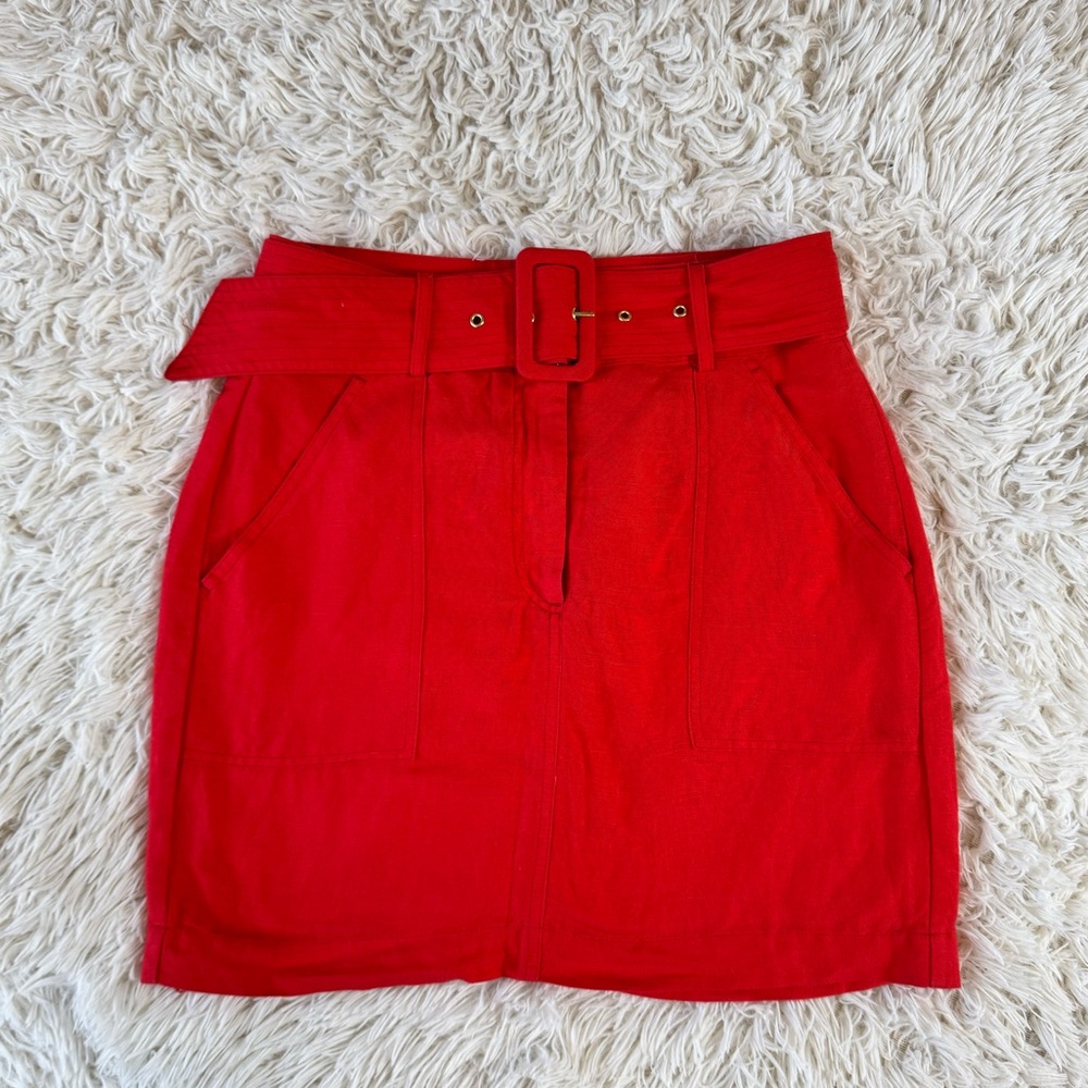 Express High Waisted Belted Linen Skirt